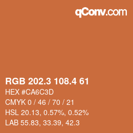 カラーコード: RGB 202.3 108.4 61 | qconv.com