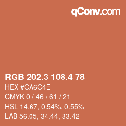カラーコード: RGB 202.3 108.4 78 | qconv.com