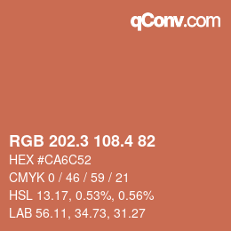 カラーコード: RGB 202.3 108.4 82 | qconv.com