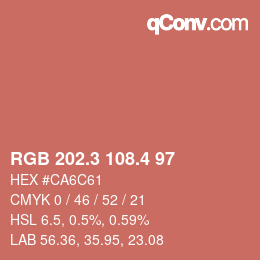 カラーコード: RGB 202.3 108.4 97 | qconv.com