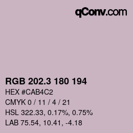 カラーコード: RGB 202.3 180 194 | qconv.com