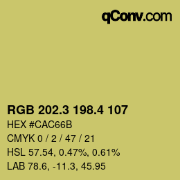 カラーコード: RGB 202.3 198.4 107 | qconv.com