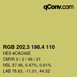 カラーコード: RGB 202.3 198.4 110 | qconv.com