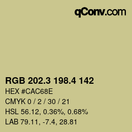 カラーコード: RGB 202.3 198.4 142 | qconv.com