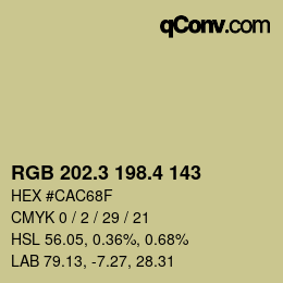 カラーコード: RGB 202.3 198.4 143 | qconv.com