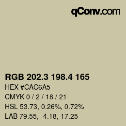 カラーコード: RGB 202.3 198.4 165 | qconv.com