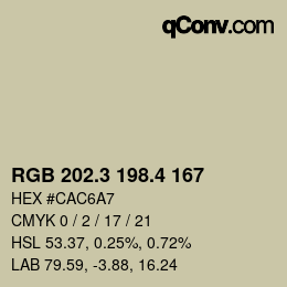 カラーコード: RGB 202.3 198.4 167 | qconv.com