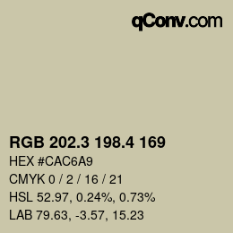 カラーコード: RGB 202.3 198.4 169 | qconv.com