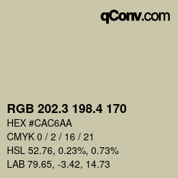 カラーコード: RGB 202.3 198.4 170 | qconv.com