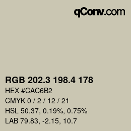 カラーコード: RGB 202.3 198.4 178 | qconv.com