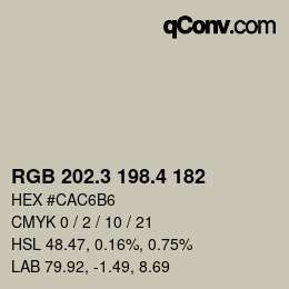 カラーコード: RGB 202.3 198.4 182 | qconv.com