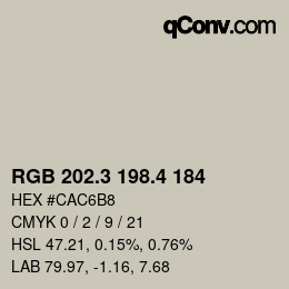 カラーコード: RGB 202.3 198.4 184 | qconv.com