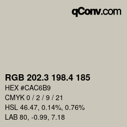 カラーコード: RGB 202.3 198.4 185 | qconv.com