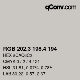 カラーコード: RGB 202.3 198.4 194 | qconv.com