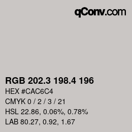 カラーコード: RGB 202.3 198.4 196 | qconv.com