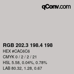 カラーコード: RGB 202.3 198.4 198 | qconv.com