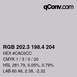 カラーコード: RGB 202.3 198.4 204 | qconv.com