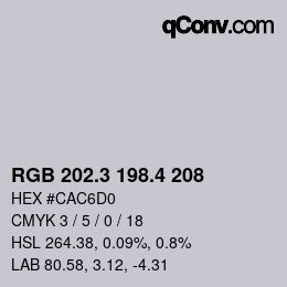 カラーコード: RGB 202.3 198.4 208 | qconv.com