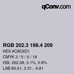 カラーコード: RGB 202.3 198.4 209 | qconv.com