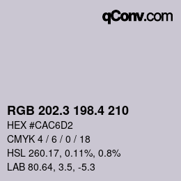 カラーコード: RGB 202.3 198.4 210 | qconv.com