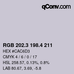 カラーコード: RGB 202.3 198.4 211 | qconv.com