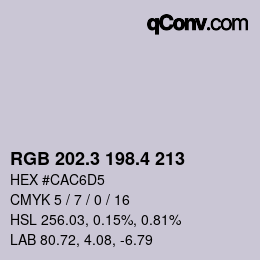 カラーコード: RGB 202.3 198.4 213 | qconv.com