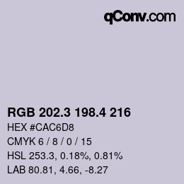 カラーコード: RGB 202.3 198.4 216 | qconv.com