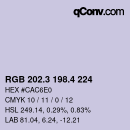 カラーコード: RGB 202.3 198.4 224 | qconv.com