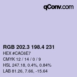 カラーコード: RGB 202.3 198.4 231 | qconv.com