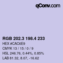カラーコード: RGB 202.3 198.4 233 | qconv.com
