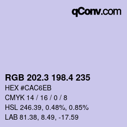 カラーコード: RGB 202.3 198.4 235 | qconv.com