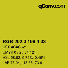カラーコード: RGB 202.3 198.4 33 | qconv.com