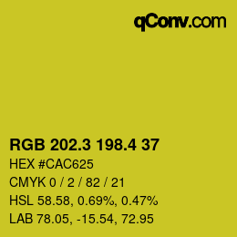 カラーコード: RGB 202.3 198.4 37 | qconv.com