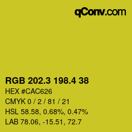 カラーコード: RGB 202.3 198.4 38 | qconv.com