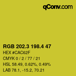 カラーコード: RGB 202.3 198.4 47 | qconv.com