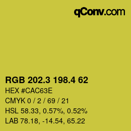 カラーコード: RGB 202.3 198.4 62 | qconv.com