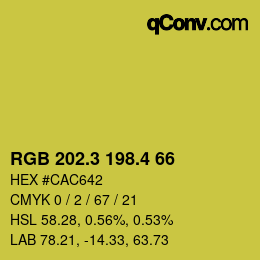 カラーコード: RGB 202.3 198.4 66 | qconv.com