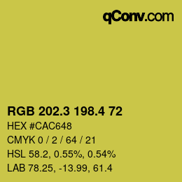 カラーコード: RGB 202.3 198.4 72 | qconv.com