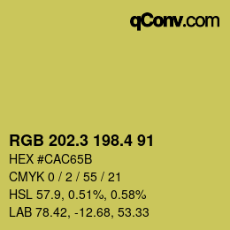 カラーコード: RGB 202.3 198.4 91 | qconv.com