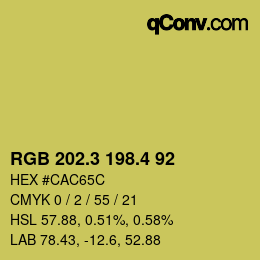カラーコード: RGB 202.3 198.4 92 | qconv.com