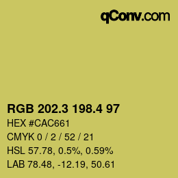 カラーコード: RGB 202.3 198.4 97 | qconv.com