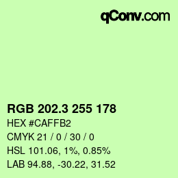 カラーコード: RGB 202.3 255 178 | qconv.com