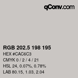 Color code: RGB 202.5 198 195 | qconv.com