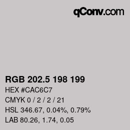 Código de color: RGB 202.5 198 199 | qconv.com