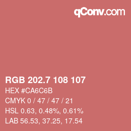 カラーコード: RGB 202.7 108 107 | qconv.com