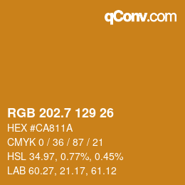 カラーコード: RGB 202.7 129 26 | qconv.com