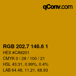 カラーコード: RGB 202.7 146.6 1 | qconv.com
