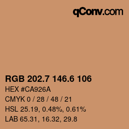 カラーコード: RGB 202.7 146.6 106 | qconv.com