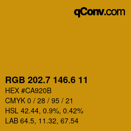 カラーコード: RGB 202.7 146.6 11 | qconv.com