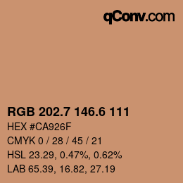 カラーコード: RGB 202.7 146.6 111 | qconv.com